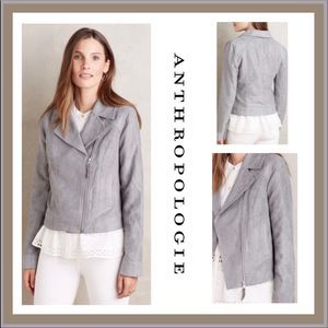 Anthropologie Hei Hei Grey Vegan Suede Moto 🏍 Jacket Size M